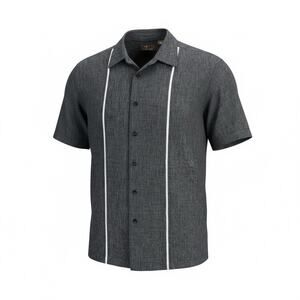 Cafe’ Luna Dark Gray Panel Resort Wear Shirt Men’s Large